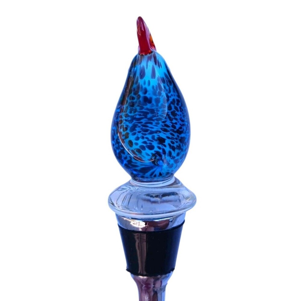 Vintage Murano Style Hand Blown Art Glass Rooster Bird Wine Bottle Stopper Cork - Picture 5 of 6